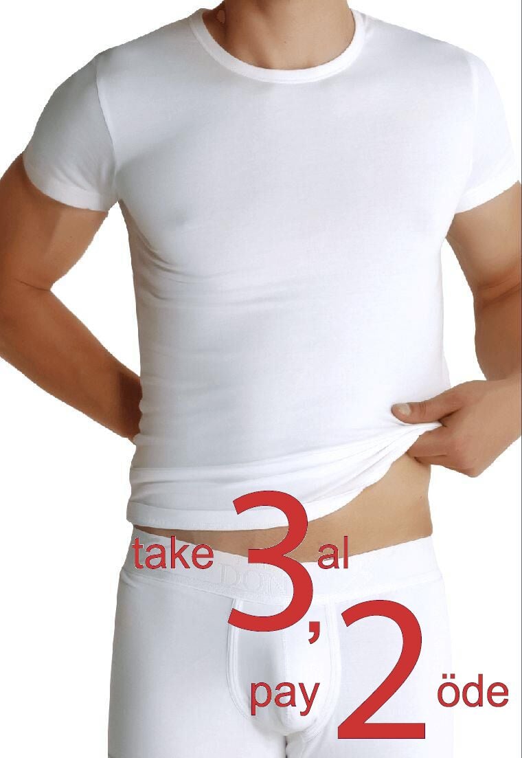 The DON Organic Blended O Yaka Yarım Kollu Erkek Fanila Beyaz