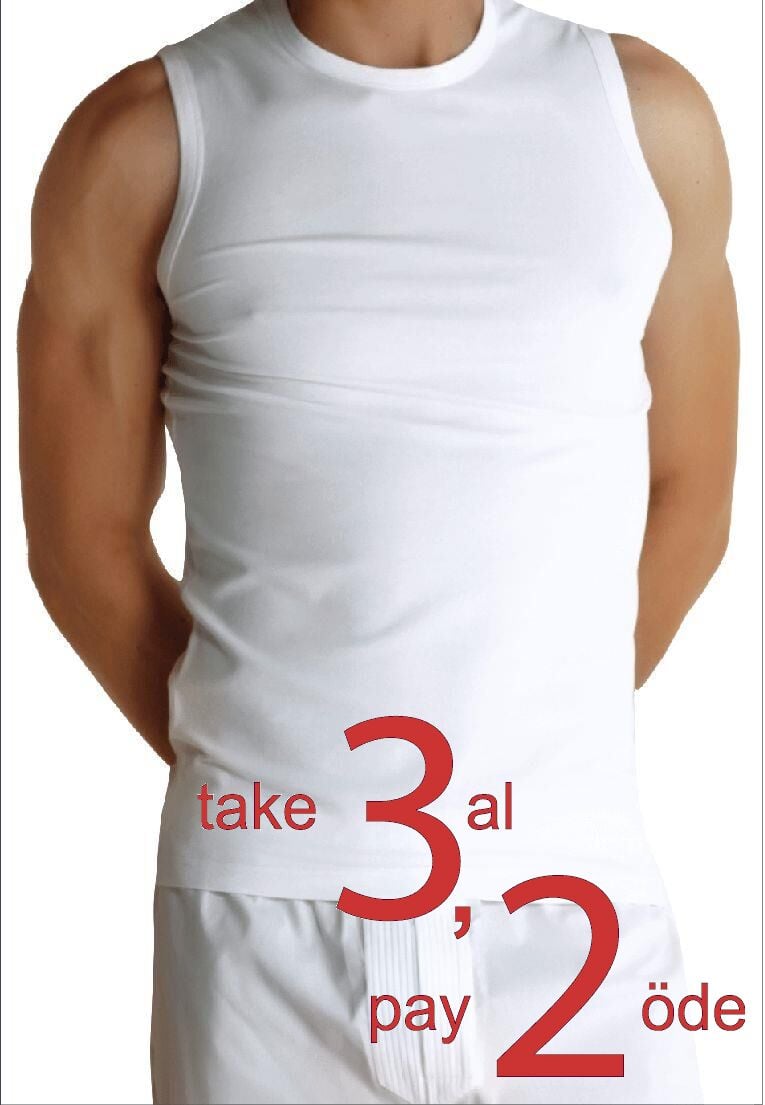 The DON Organic Blended Sleeveless O Yaka Kolsuz Erkek Fanila Beyaz