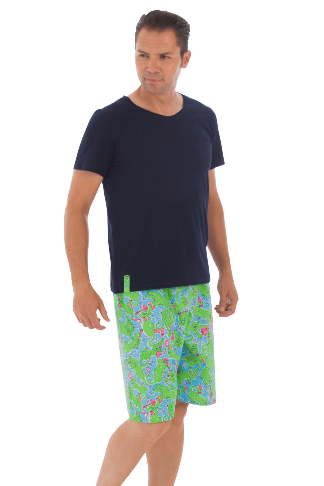 The DON Aile Erkek Poplin Şort-Penye Tişört Takımı Desen 6