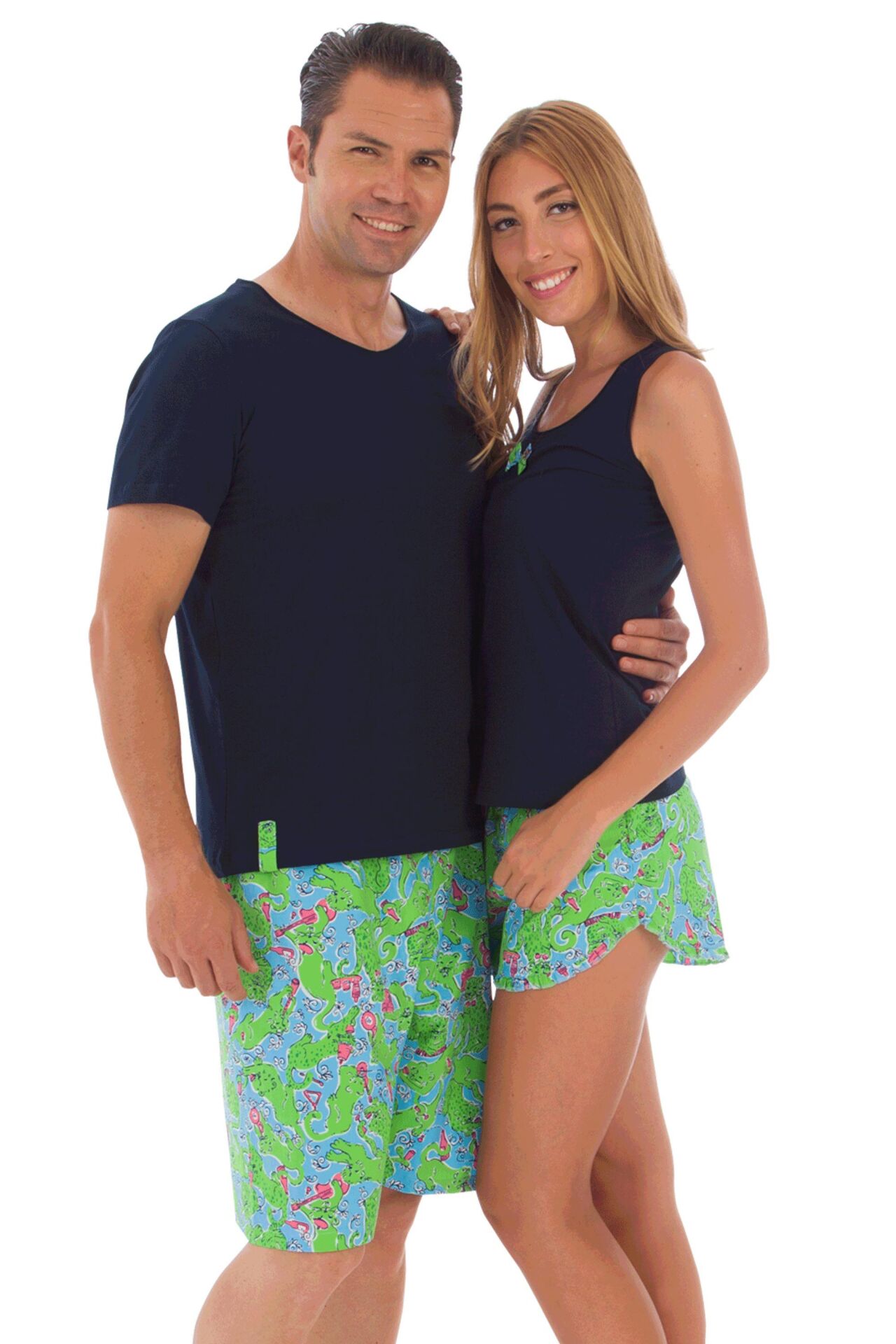 The DON Aile Erkek Poplin Şort-Penye Tişört Takımı Desen 6