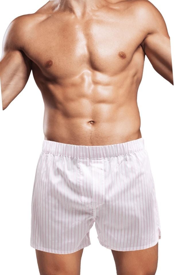 The DON Exclusive Yırtmaçlı Erkek Boxer Kuvars Pembe Çizgili