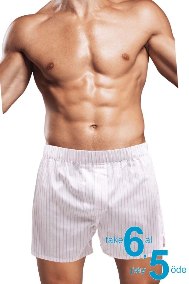 The DON Exclusive Yırtmaçlı Erkek Boxer Kuvars Pembe Çizgili