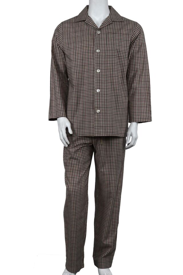 The DON Poplin Erkek Pijama Takımı Terracotta Kareli
