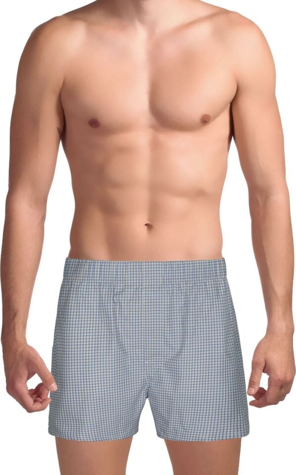 The DON Exclusive Yırtmaçlı Erkek Boxer Mavi Yeşil Pötikare
