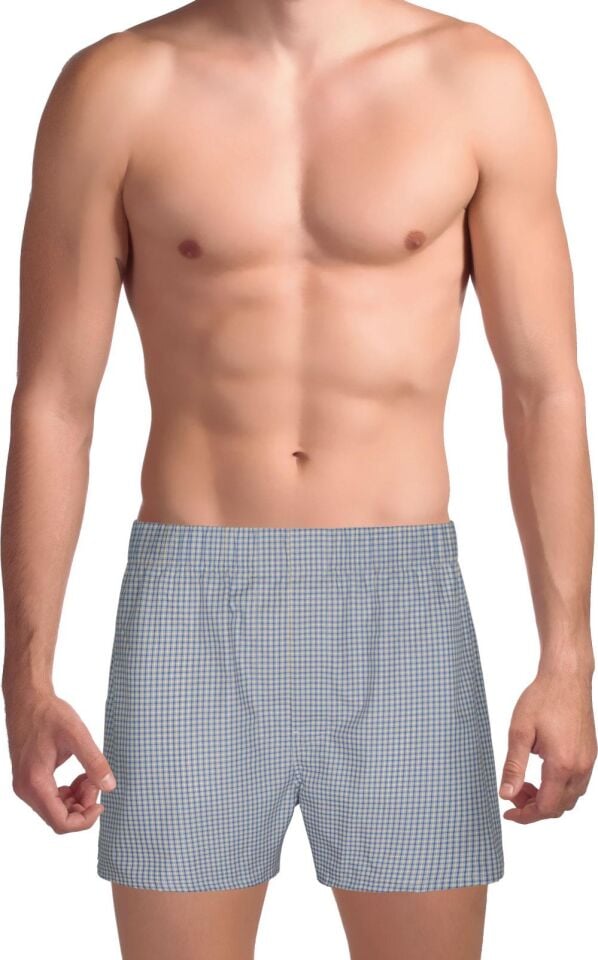 The DON Exclusive Yırtmaçlı Erkek Boxer Mavi Yeşil Pötikare