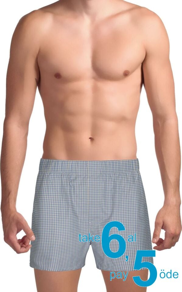 The DON Exclusive Yırtmaçlı Erkek Boxer Mavi Yeşil Pötikare