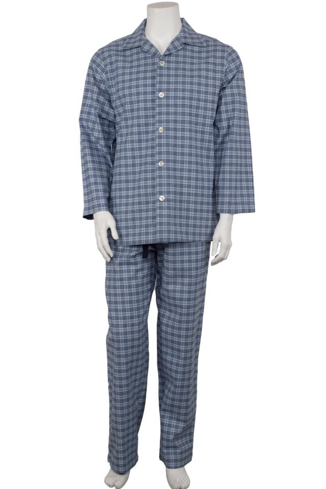 The DON Poplin Erkek Pijama Takımı Blue Lagoon Plaid