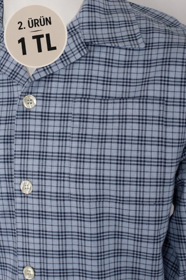 The DON Poplin Erkek Pijama Takımı Blue Lagoon Plaid