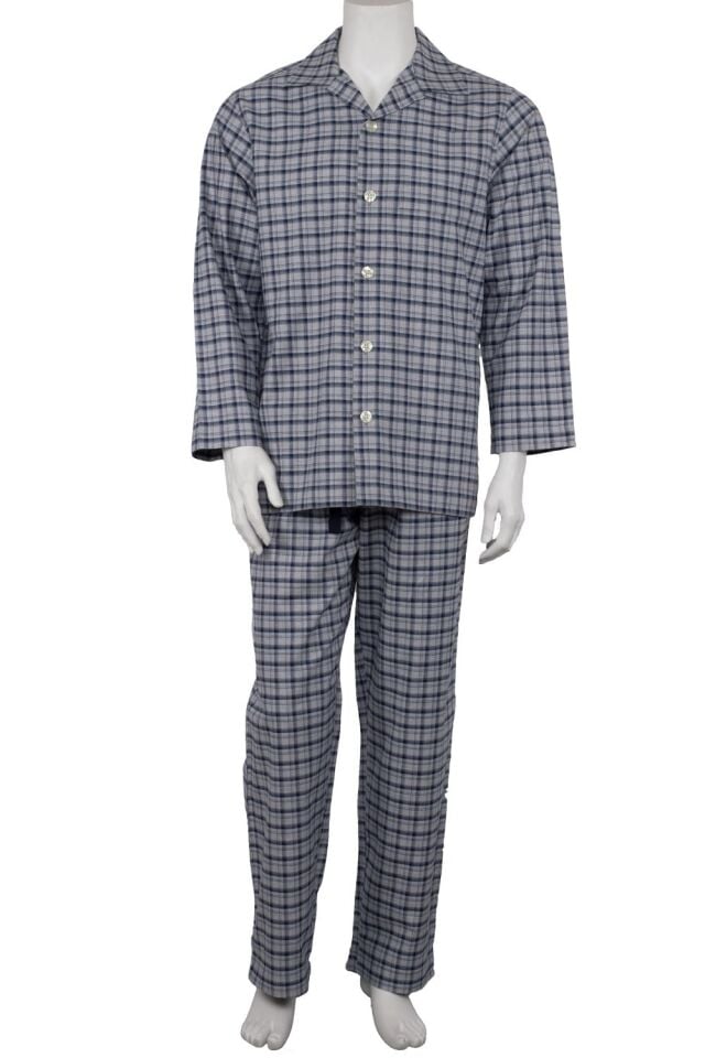 The DON Poplin Erkek Pijama Takımı Arduvaz-Lacivert Ekose