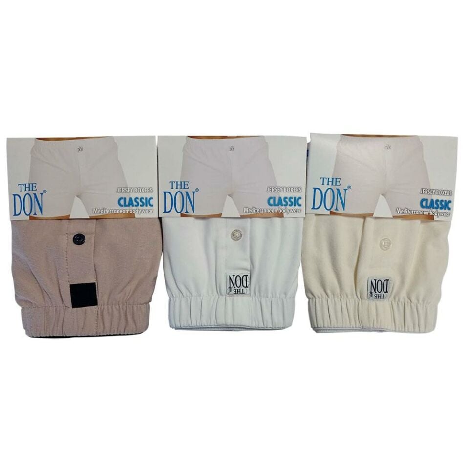 The DON Jersey Penye-Örme Erkek Boxer Krem-Beyaz-Bej 3'lü Paket