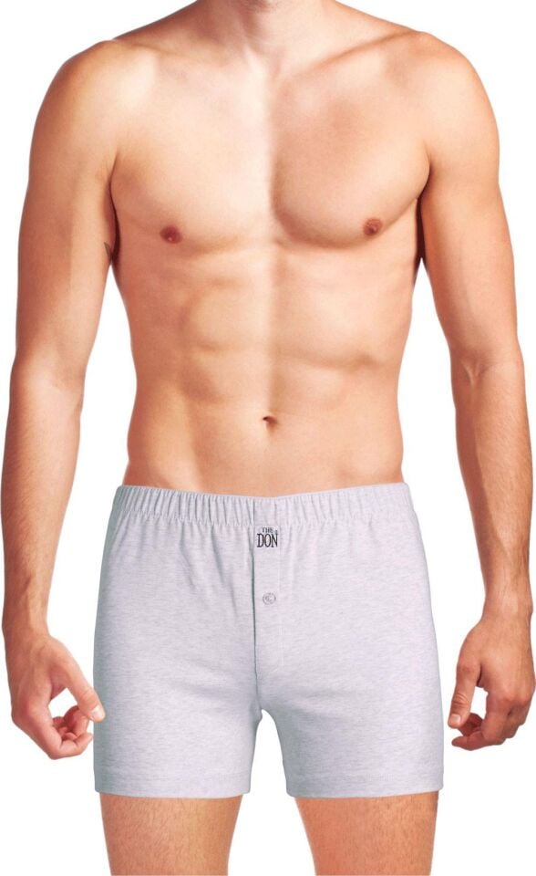 The DON Organik Jersey Penye-Örme Erkek Boxer Gri Kırçıllı