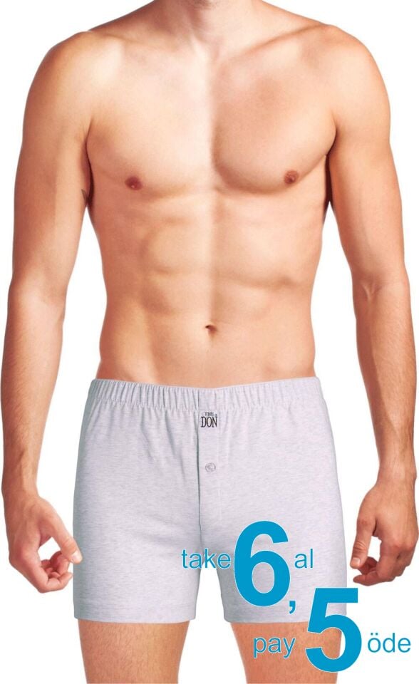 The DON Organik Jersey Penye-Örme Erkek Boxer Gri Kırçıllı