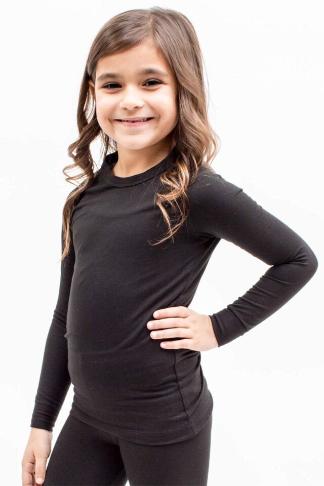 The DON Kız Çocuk Termal İçlik Uzun Kollu Üst Siyah