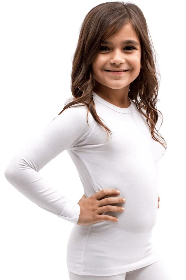 The DON Kız Çocuk Termal İçlik Uzun Kollu Üst Beyaz