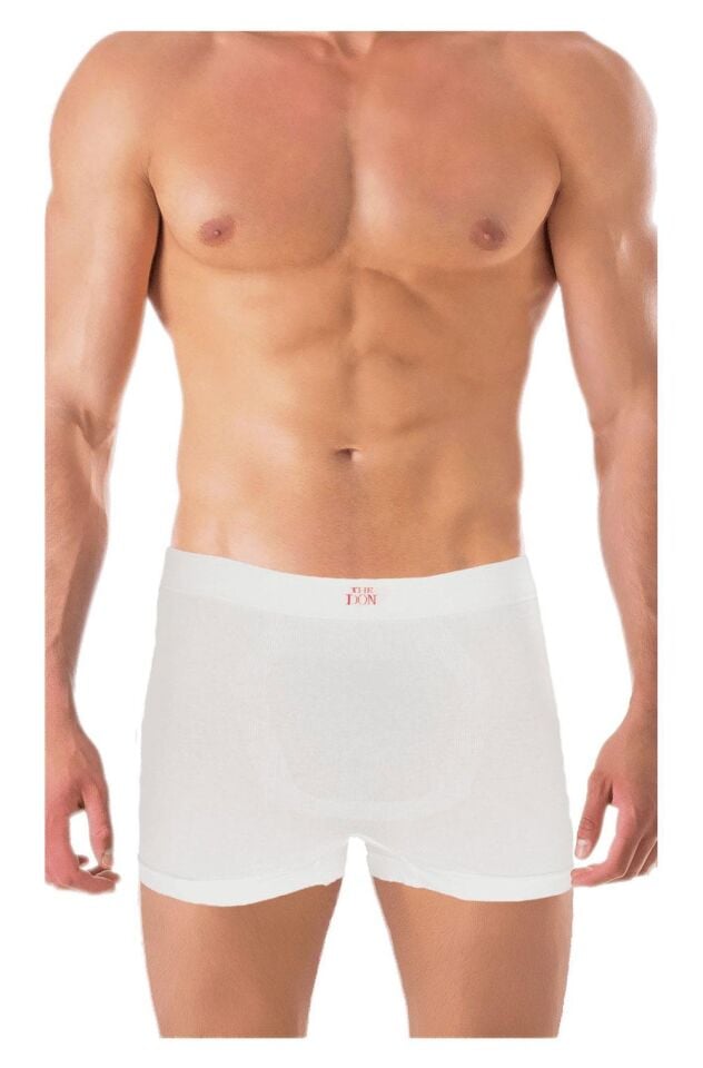 The DON Seamless Dikişsiz Erkek Boxer Beyaz Zemin Kırmızı Yazı