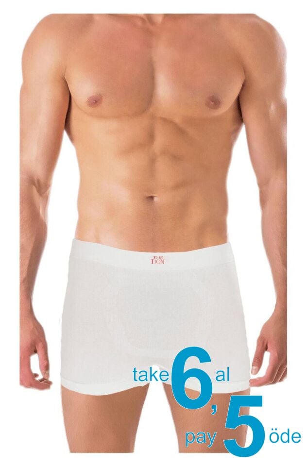 The DON Seamless Dikişsiz Erkek Boxer Beyaz Zemin Kırmızı Yazı