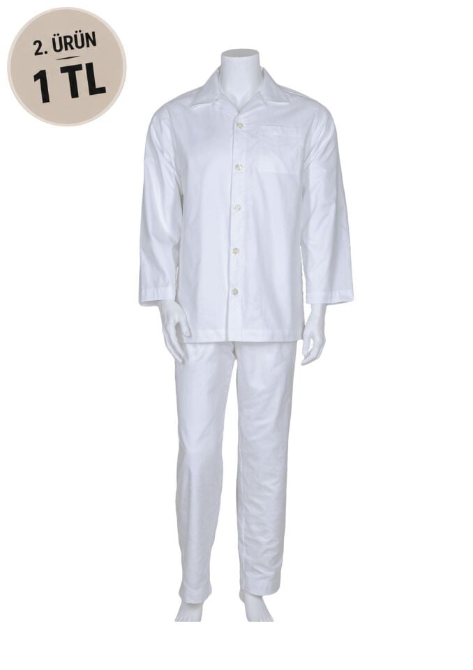 The DON Poplin Erkek Pijama Takımı Beyaz Renk
