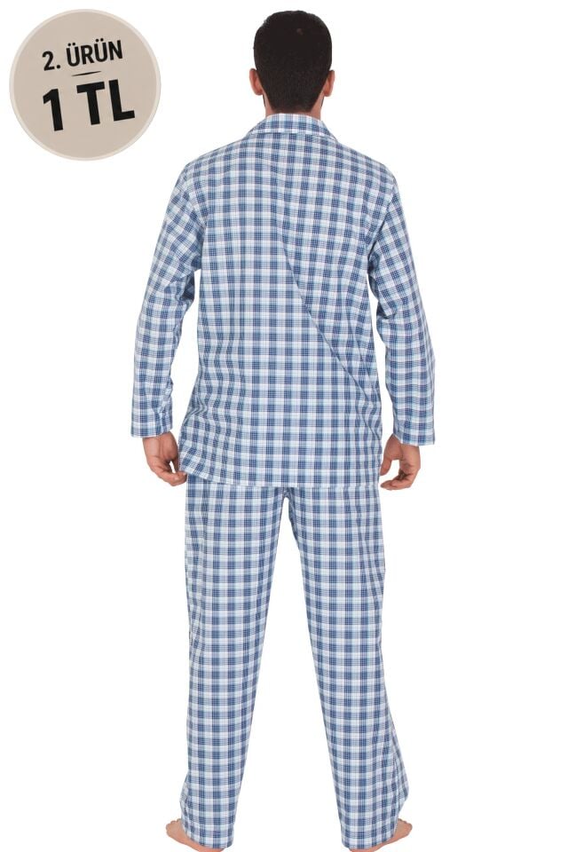 The DON Poplin Erkek Pijama Takımı Marine Plaid