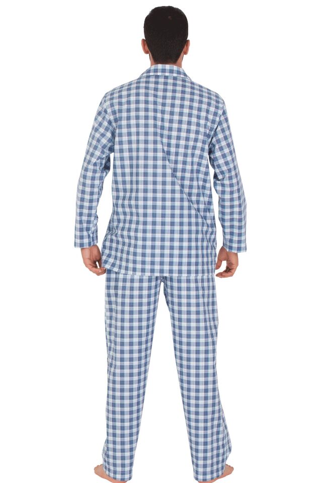 The DON Poplin Erkek Pijama Takımı Marine Plaid