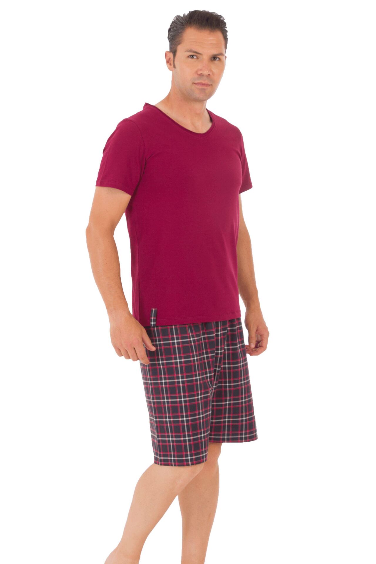 The DON Aile Erkek Poplin Şort-Penye Tişört Takımı Desen 2