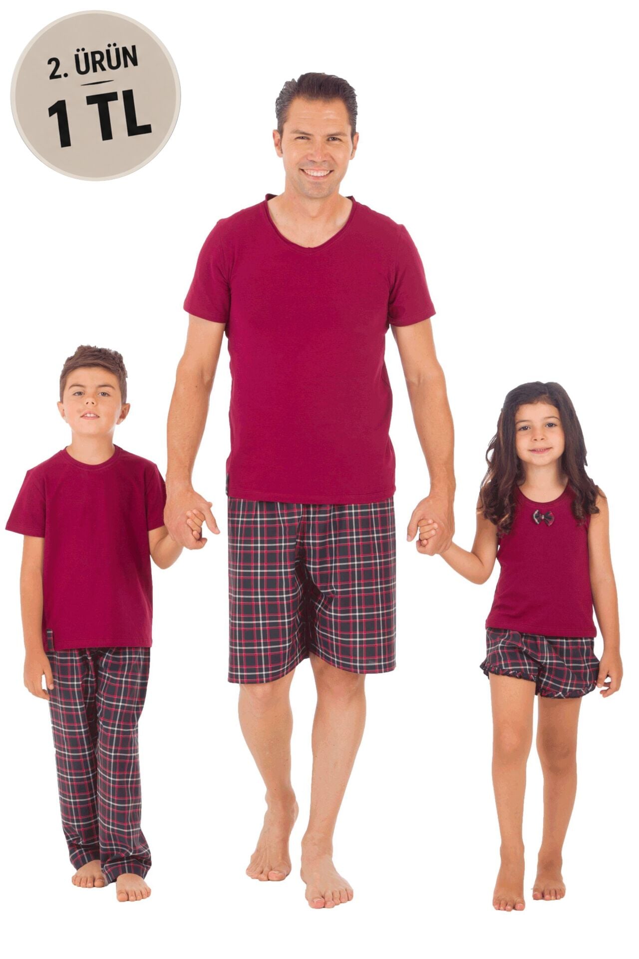 The DON Aile Erkek Poplin Şort-Penye Tişört Takımı Desen 2