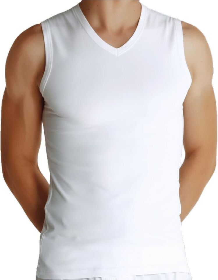 The Don Erkek Ribana V-Yaka Kolsuz Atlet 5'li Paket Beyaz Renk