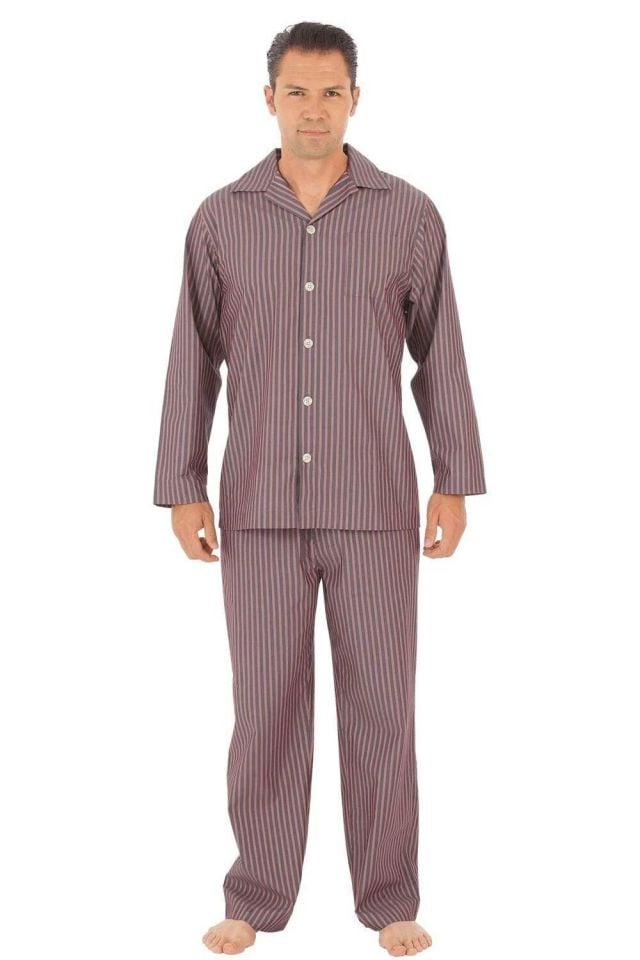 The DON Poplin Erkek Pijama Takımı Lavanta Bahçesi Çizgili