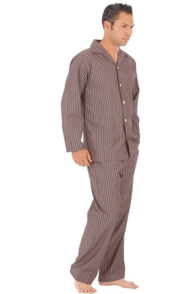 The DON Poplin Erkek Pijama Takımı Lavanta Bahçesi Çizgili