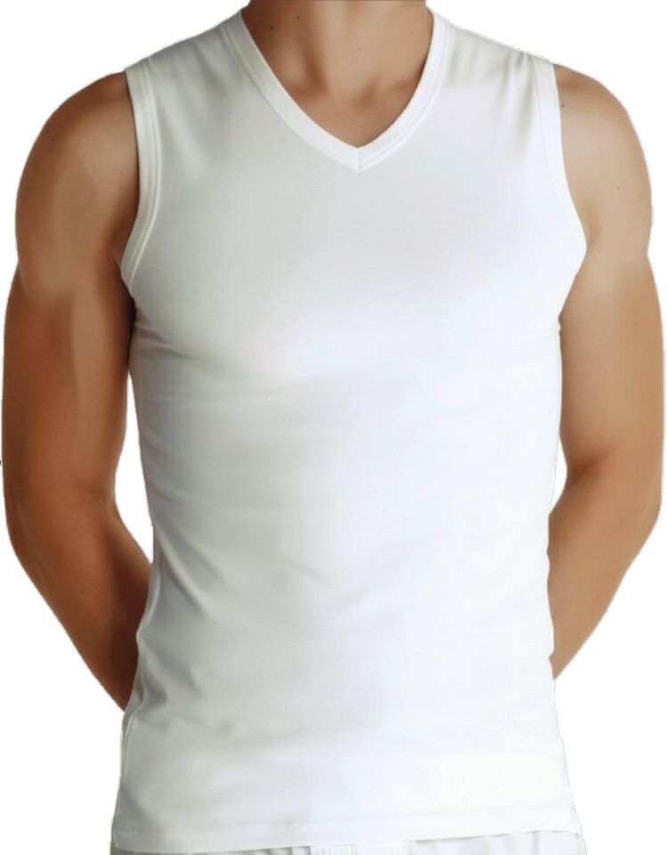 The Don Erkek Ribana V-Yaka Kolsuz Atlet 5'li Paket Krem Renk