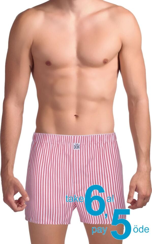 The DON Poplin Erkek Boxer Kahverengi-Lacivert Çizgili