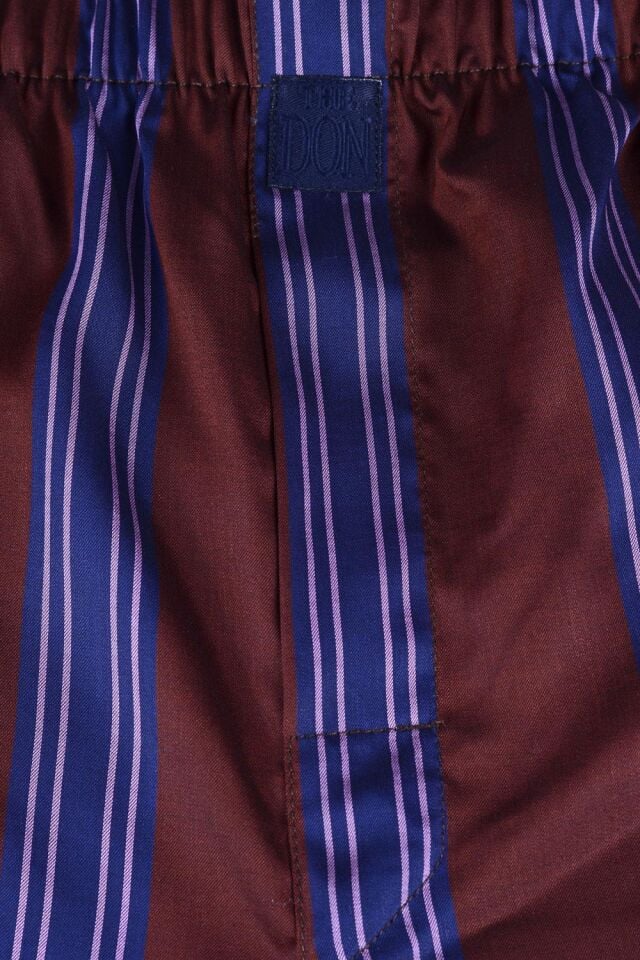 The DON Poplin Erkek Boxer Kahverengi-Lacivert Çizgili