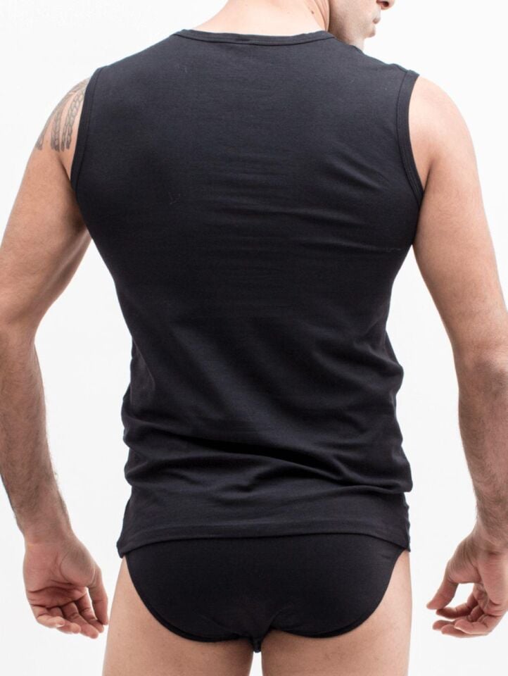 The DON Organic Blended Sleeveless V Yaka Kolsuz Erkek Fanila Siyah