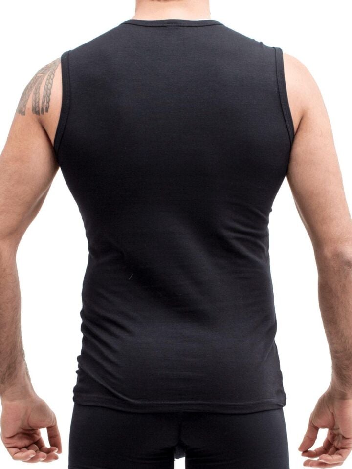 The DON Organic Blended Sleeveless O Yaka Kolsuz Erkek Fanila Siyah