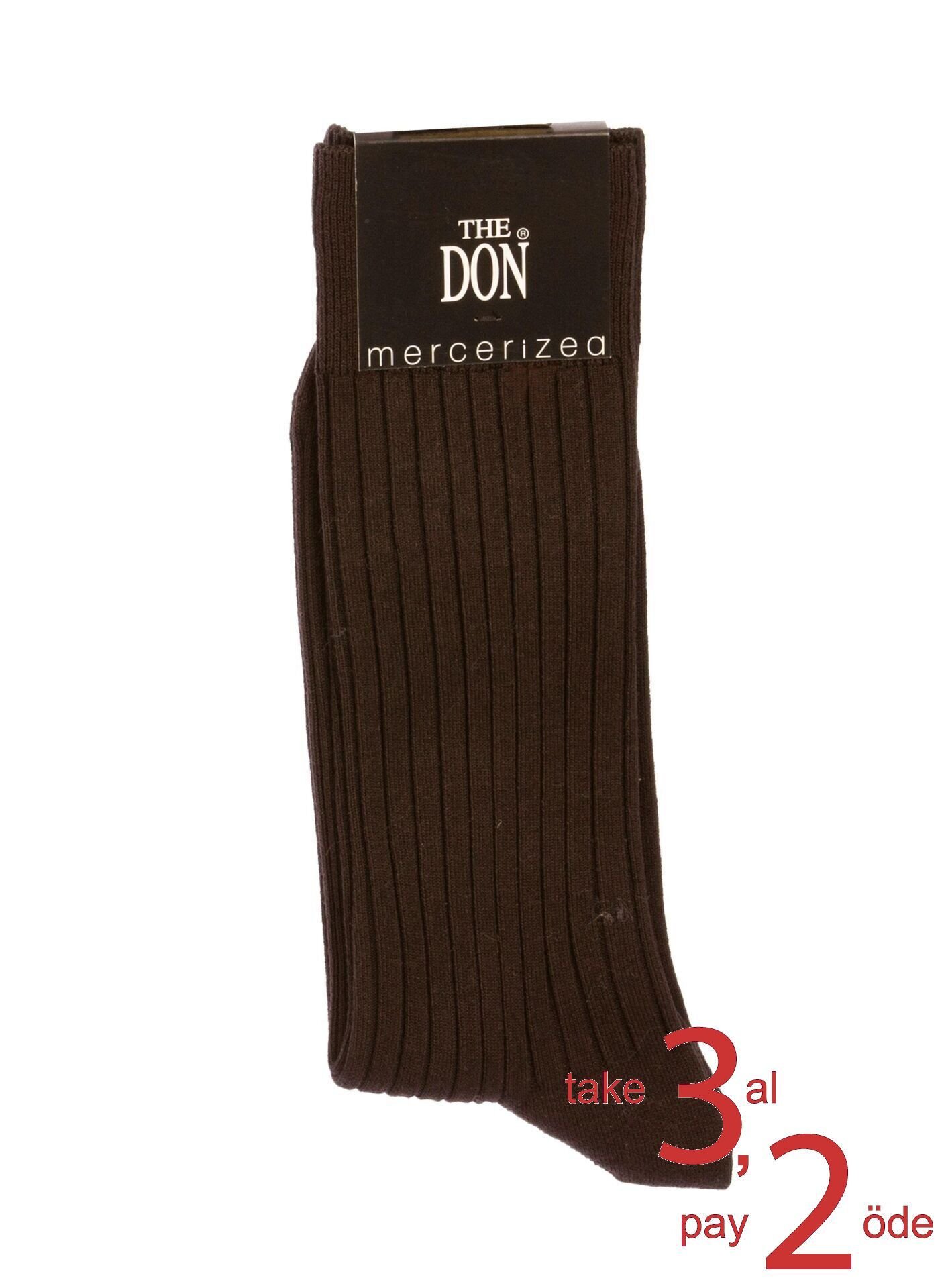 The DON Merserize Ripli Erkek Çorap Kahverengi