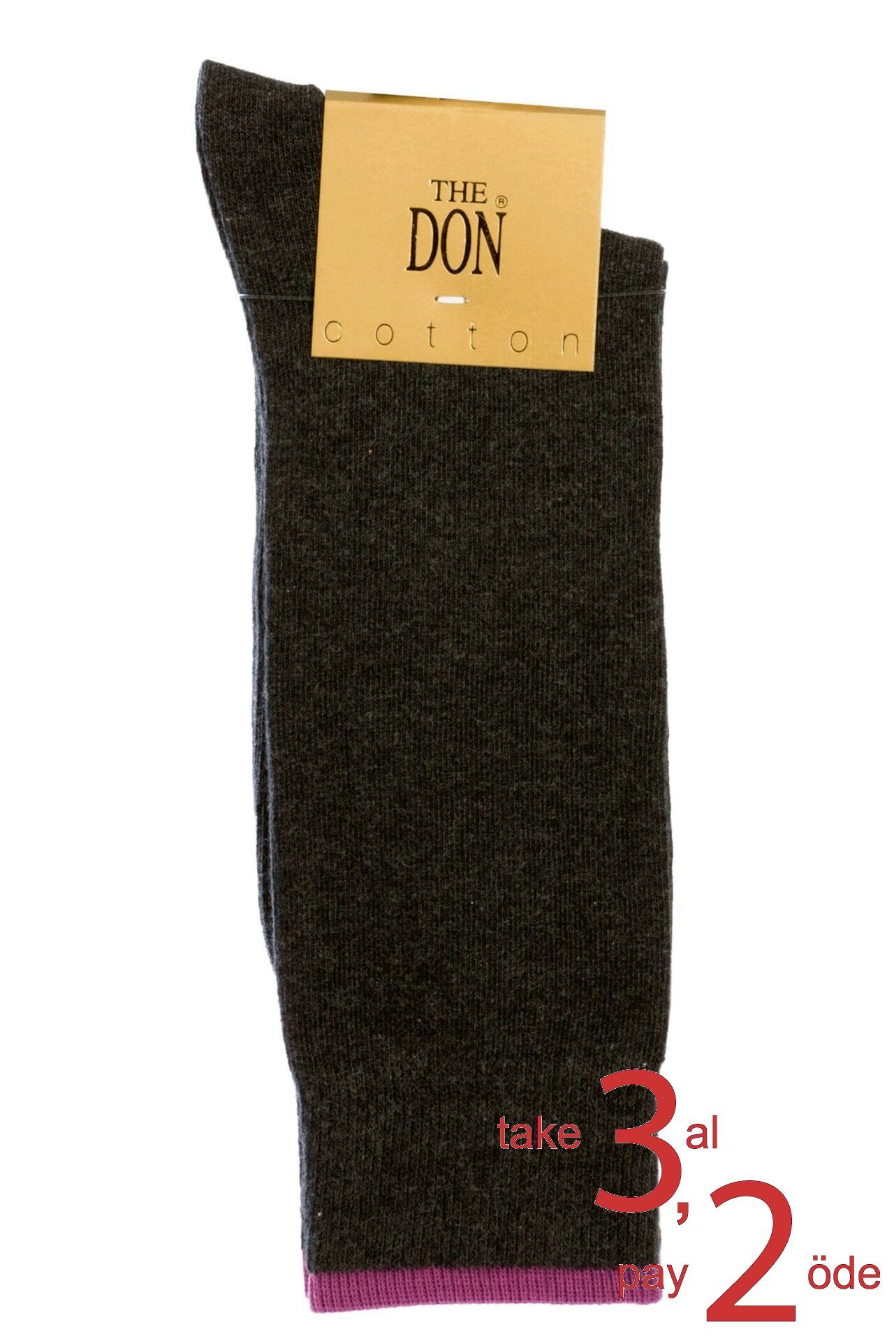 The DON Renkli Lastik Pamuklu Erkek Çorap Pembe