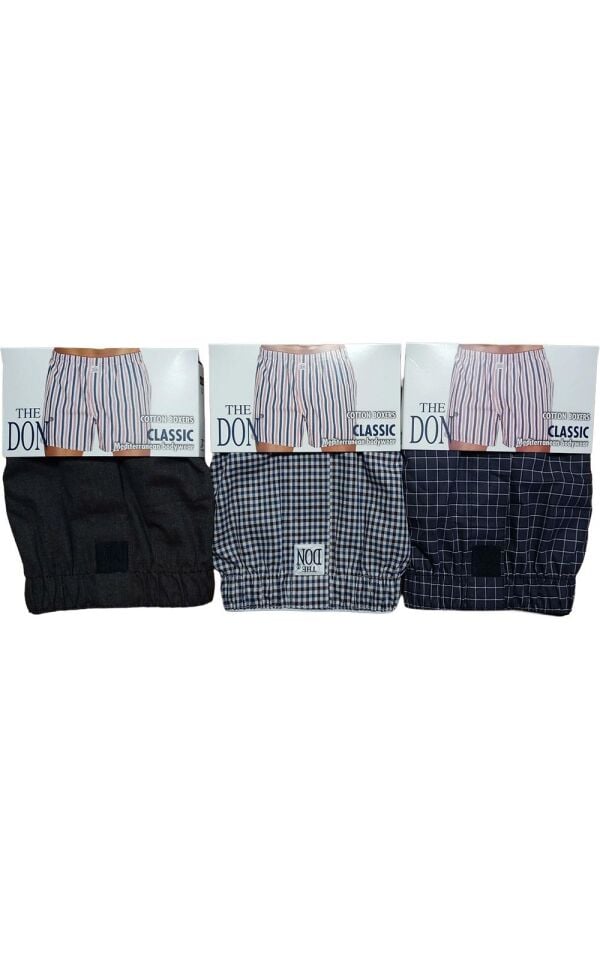 The DON Poplin Erkek Boxer 3'lü Paket - 3P1L (L)