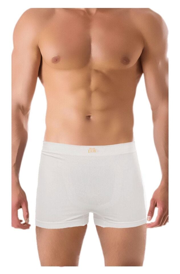 The DON Seamless Dikişsiz Erkek Boxer Beyaz Zemin Sarı Yazı