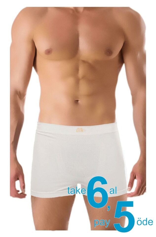 The DON Seamless Dikişsiz Erkek Boxer Beyaz Zemin Sarı Yazı