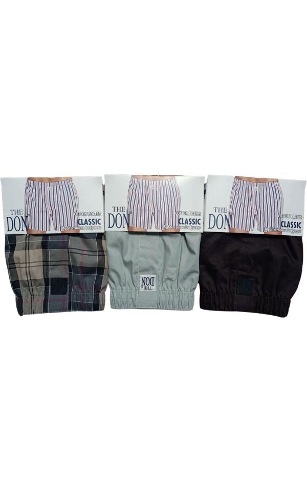 The DON Poplin Erkek Boxer 3'lü Paket - 3P1S (S)