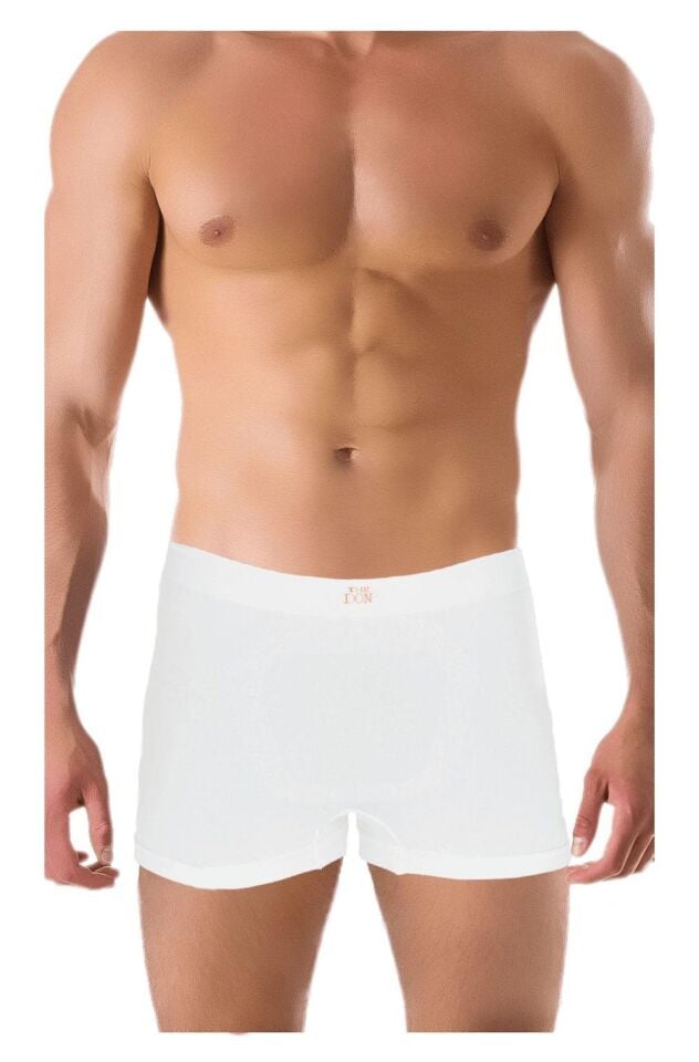 The DON Seamless Dikişsiz Erkek Boxer Beyaz Zemin Turuncu Yazı