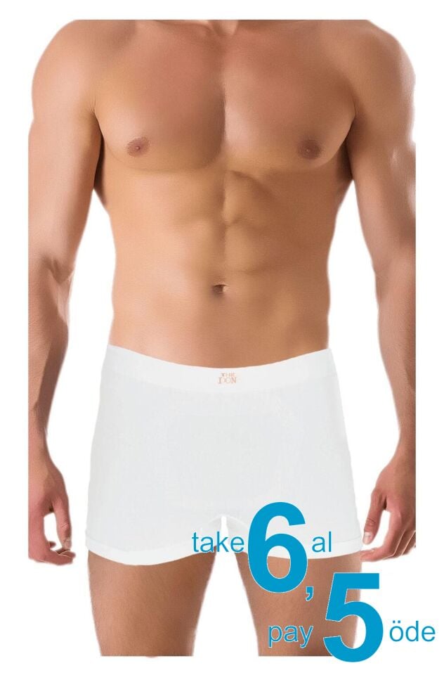 The DON Seamless Dikişsiz Erkek Boxer Beyaz Zemin Turuncu Yazı