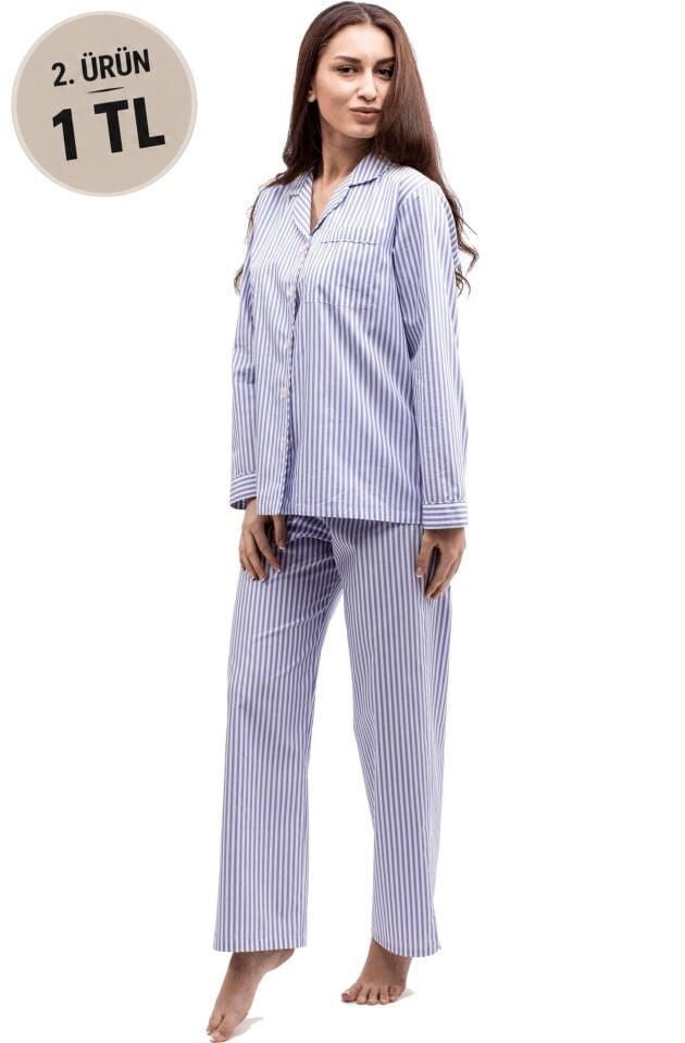 The DON Poplin Kadın Pijama Takımı Desen 13
