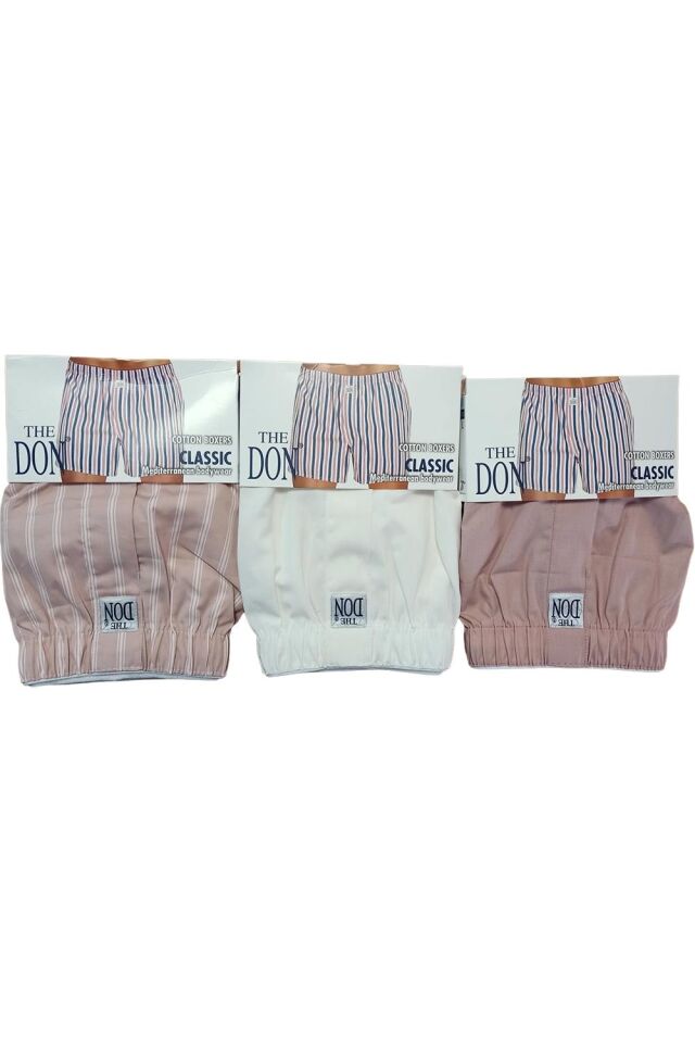 The DON Poplin Erkek Boxer 3'lü Paket - 3P4L (L)