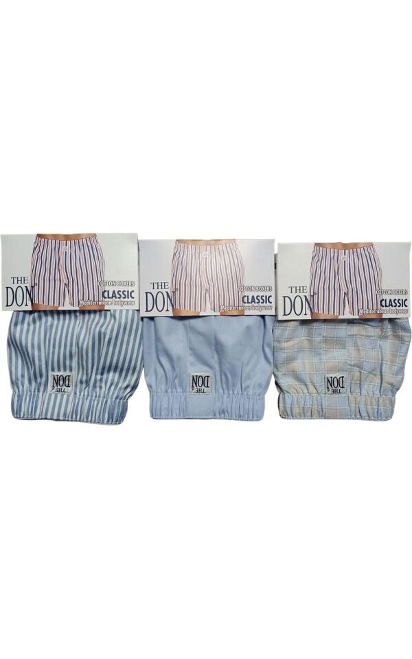 The DON Poplin Erkek Boxer 3'lü Paket - 3P4S (S)