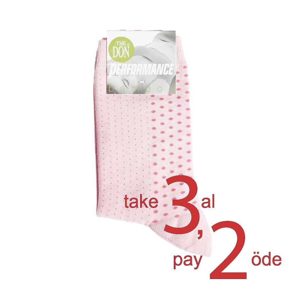 The DON Puantiyeli Bambu Kadın Soket Çorap 006-11Y Pembe