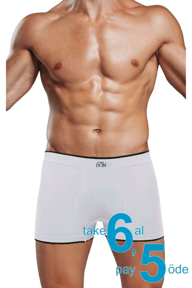 The DON Seamless Dikişsiz Erkek Boxer Beyaz Zemin Siyah Çizgili
