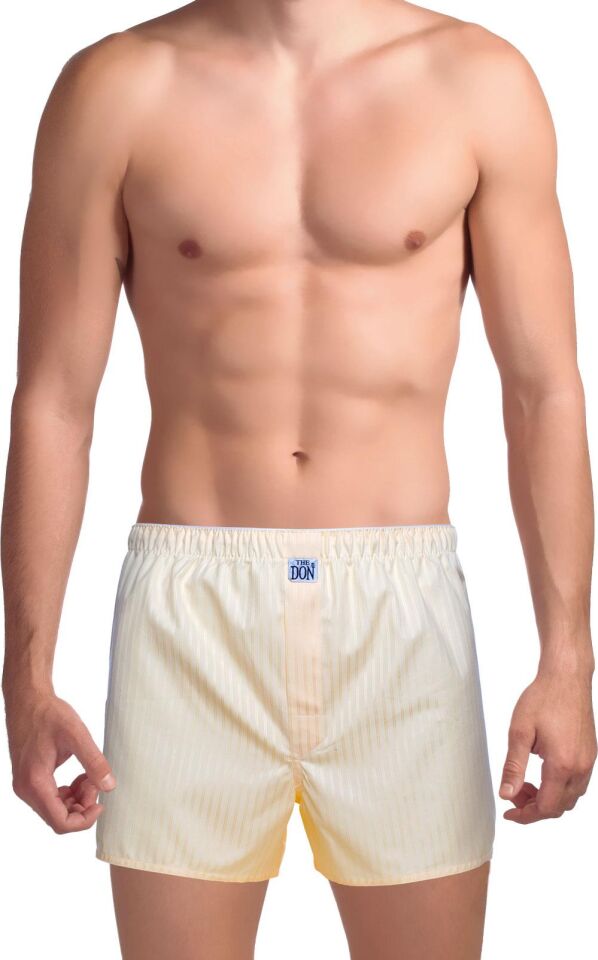 The DON Poplin Erkek Boxer Açık Limon Çizgili
