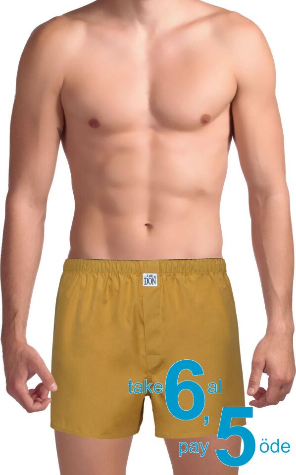 The DON Poplin Erkek Boxer Açık Hardal