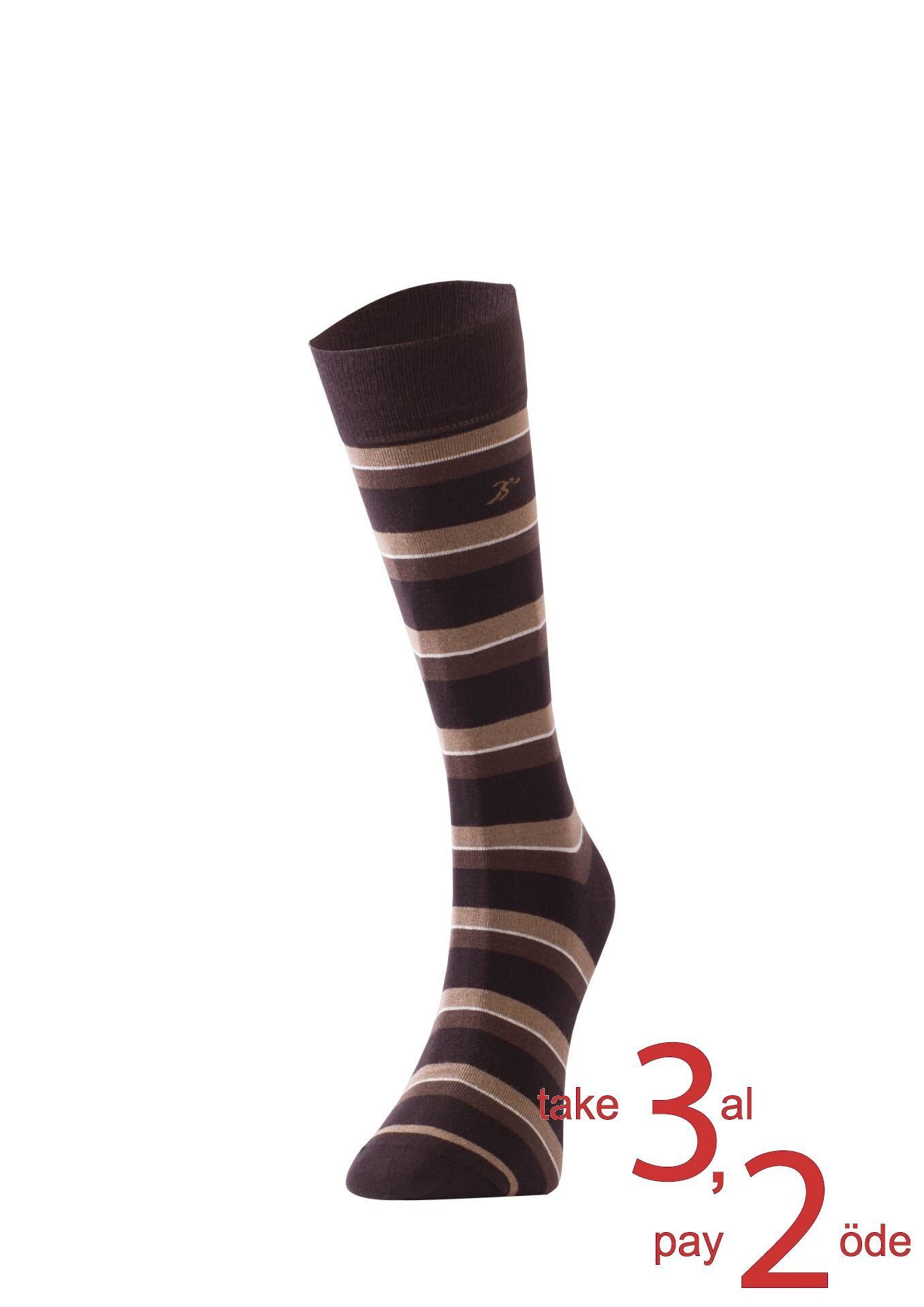 The DON Çizgili Bambu Erkek Çorap K007B K.Kahve