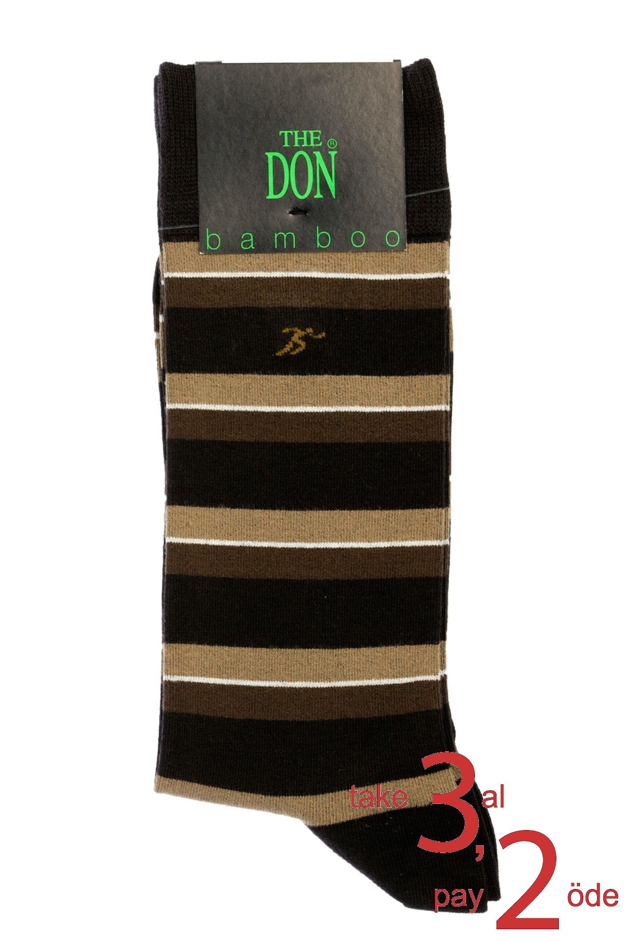 The DON Çizgili Bambu Erkek Çorap K007B K.Kahve